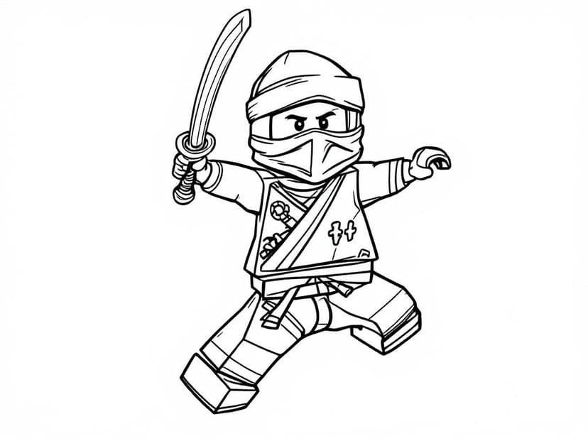 Ausmalbild einer Ninja-Figur